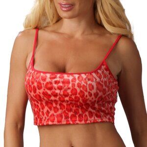 Tank Crop Top in Red Leopard Animal Print Stretch Fabric
